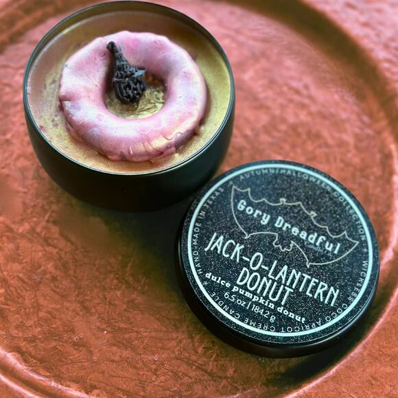 Jack-O-Lantern Donut Wickless Candle: Dulce Pumpkin Donut Scent - Picture 1 of 9